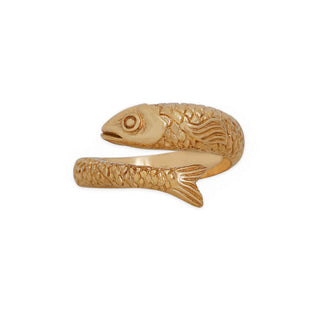Bronze adjustable sardine ring on white background