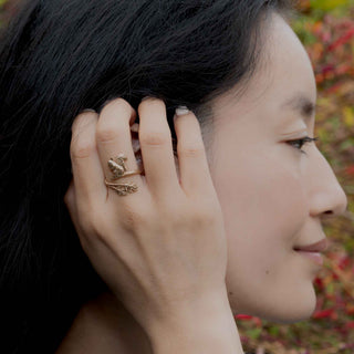 Bronze Squirrel Ring on model