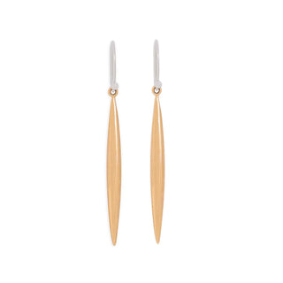 Bronze Long Pod Dangle Earrings on white background