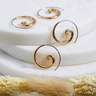 Nina Designs Bronze Tapered Swirl Hoop Earrings
