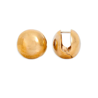 Bronze Sphere Huggies on white background