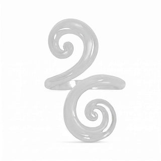 A siler spiral-shaped ring on a clean white background.