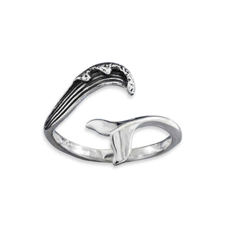 Adjustable Wave and Whale Tail Ring