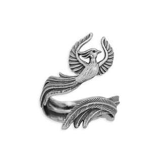 Silver Phoenix Ring on white background