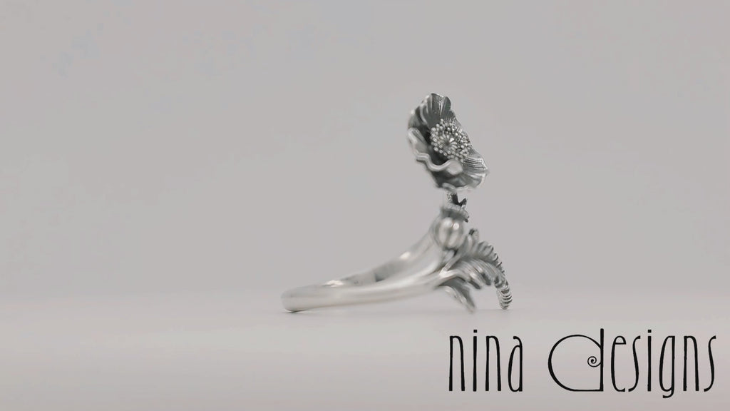 Silver Poppy Ring